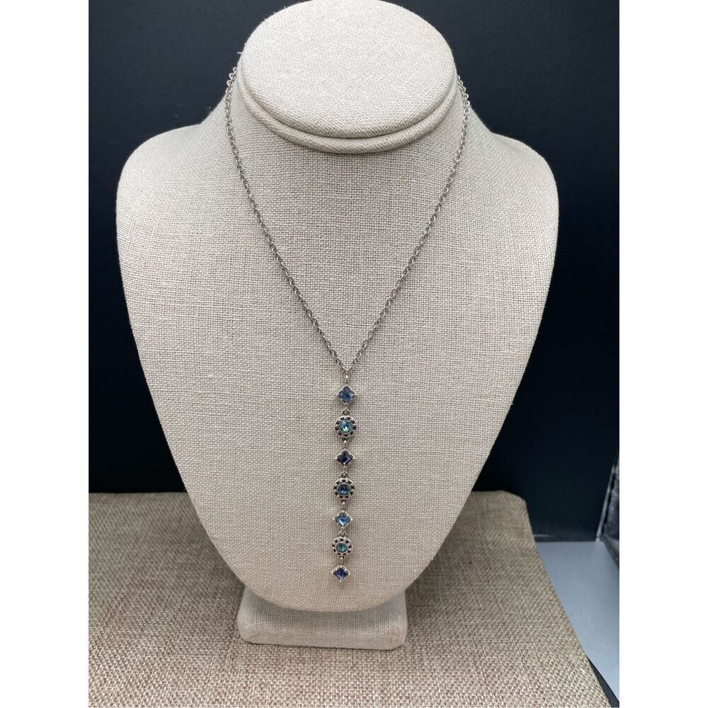 Brighton Necklace Halo Aurora Y Silver and  Tanzanite